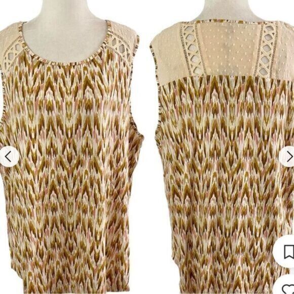 NWT Daniel Rainn Women’s Tan/Cream Embroidered Tank Top Blouse - Size Small - Picture 1 of 10